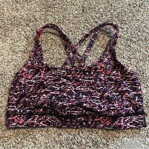 Lululemon Sports Bra Pink Black White Size 6
